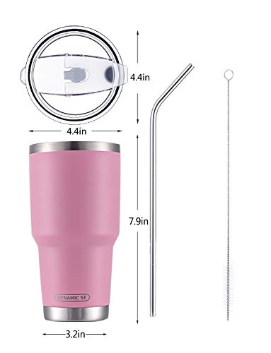 DYNAMIC SE 30oz Tumbler Double Wall Stainless Steel Vacuum Insulated Travel Mug with Splash-Proof Lid Metal Straw and Brush - Thumbnail 2
