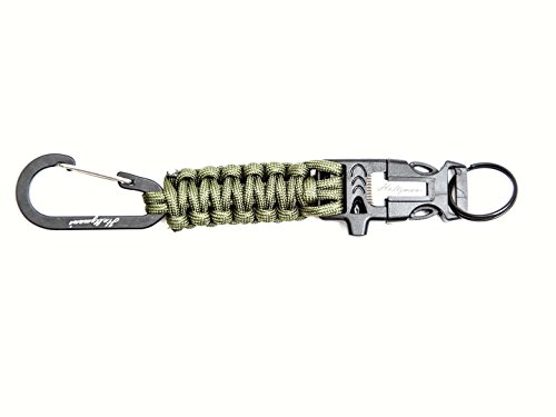 Holtzman’s #1 Best paracord keychain carabiner survival tool (Green Carabiner)