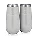 The Happy Lush Stainless Steel Flute Tumbler with Lid: 6 oz Stemless Champagne Glass Tumbler - Double Wall Vacuum Insulated Travel Tumbler/Outdoor Wine Cup - 2 Pack, Stone