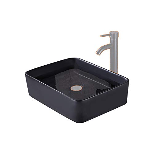 KES Bathroom 19" Rectangular Porcelain Vessel Sink Above Counter Matte Black Countertop Bowl Sink for Lavatory Vanity Cabinet Contemporary Style, BVS110-BK