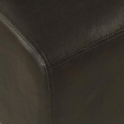 HomePop Youth Cushioned Armless Slipper Chair, Brown Faux Leather