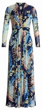 anne klein women's printed twist-front long-sleeve maxi dress Anne Klein Women's Rose-Print Twist-Front Maxi Dress