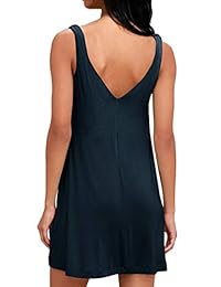 Demetory - Vestido de verano con estampado floral y bolsillo para mujer