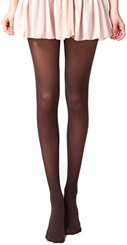 Siftantin Women's Solid Colored Footed Tights (Brown)