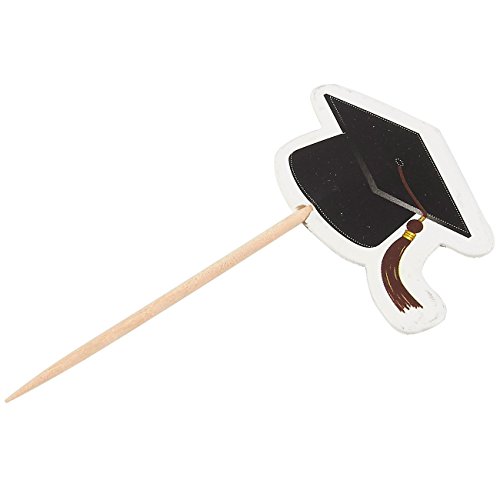 image for Blue Panda Bamboo Cocktail Picks - 200 Pieces of Graduation Cap Toothp