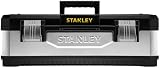 STANLEY Galvanised Toolbox Chest 26 inch Heavy Duty Hinge Portable Tote Tray view 2