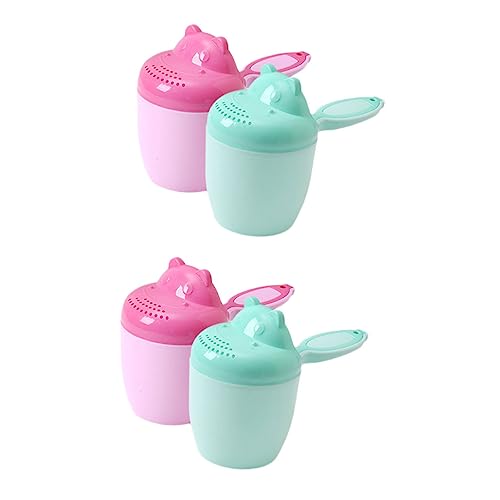 Toddmomy 4pcs Cartoon Shampoo Cup Set Bath Rinser for Toddlers Safe Plastic Waterfall Cup for Hair Washing Fun and Practical Bath Accessories