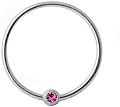 Jewele 20Gx3/8 (0.8x10MM) 925 Sterling Silver BCR Nose Piercing Ring