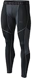 TSLA Men's Compression Pants, Cool Dry Athletic Workout Running Tights Leggings with Pocket/Non-Pocket, Vent Pants Black & Charcoal, Medium