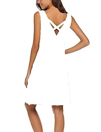 LuckyMore - Vestido de verano para mujer con diseño de camisetas cruzadas y bolsillos traseros