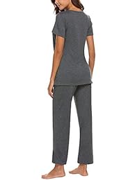 Maxmoda - Pijamas de lactancia de algodón para maternidad, para hospitales, lactancia, pijamas para embarazo, tallas S-XXL