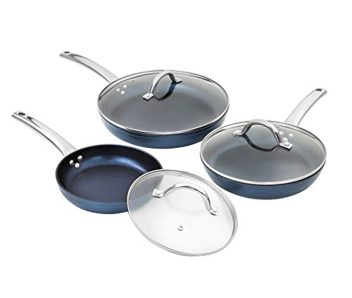 CONCORD Sapphire Nonstick 3 Piece Frying Pan Cookware Set with Lids (Induction Compatible) (3 PC Frying Pan) - Thumbnail 3