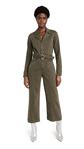PAIGE Women's Anessa Long Sleeve Jumpsuit, Vintage Brushed Olive, Green, 4