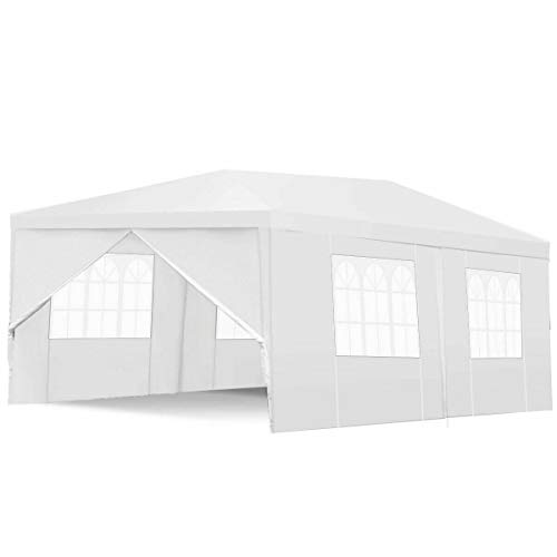 AyaMastro 10x20 feet Outdoor Gazebo Canopy Tent White Patio Shelter Sun Shade Wedding Party with 4 Removeable Sidewalls with Ebook - Thumbnail 4