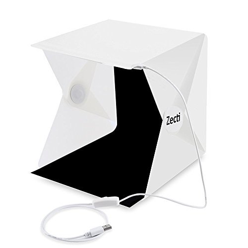 Zecti Mini Studio Photo avec LED Tente cube pliable 24x22x24cm Studio Photo avec 2 Fonds(Blanc,Noir)