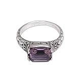 NOVICA Amethyst .925 Sterling Silver Ring, Padang