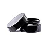 ultravioLeaf 50 ml (1.7 fl oz - Eighth Oz) Cosmetic Style Travel Size Black Ultraviolet Glass Screw Top Jar | Airtight Stash Container