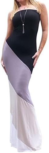 Maya Antonia PLUS Size Strapless Black-Grey-White Maxi Dress Color-Block, Extra long (X-Large)
