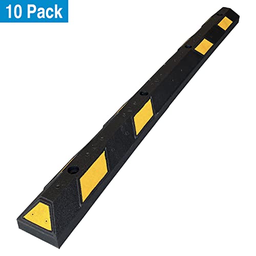 SmartSign Rubber Parking Curb, Pack of 10 Wheel Stops Heavy Duty