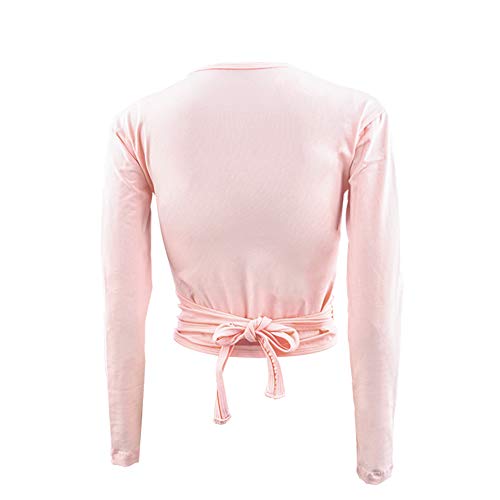 Ballet Wrap Top Dance Cotton Long Sleeve Self Tie Cardigan for