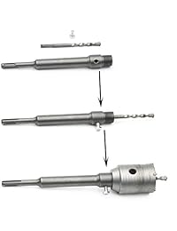 JIUWU   Sierra de corona de acero de carburo para pared (7.874 in, diámetro de 1.181 in, 1.575 in, 1.969 in, SDS Plus)
