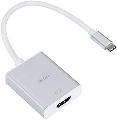 USB C to HDMI Adapter, TOOSELL USB 3.1 Type C to HDMI Adapter with Aluminium Case Support 4Kx2K for Macbook, Chromebook Pixel, Dell, HP, Samsung Galaxy S8/S8 Plus/Note 8 and More-Silver