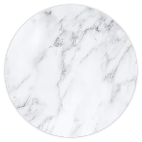 Mouse Mat I Diameter 22 cm Round I Mouse Mat Standard Size Non-Slip Ø 22 cm Marble white