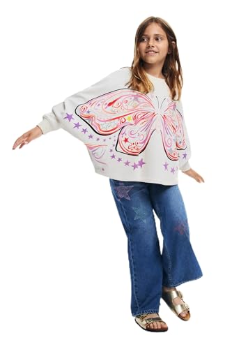 Desigual Unisex Kinder 25SGSK11 Sweatshirt, White, 5/6