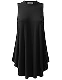 URBANCLEO Womens Mock Neck Sleeveless eLong Tunic Top Shirt BLACK 2XLARGE