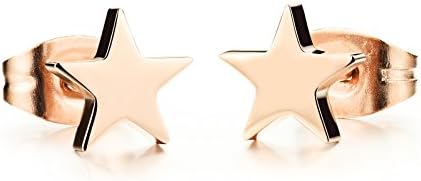 Ellalin Star Design Tiny Earrings Stainless Steel Stud Earrings IP Rose Gold Plated Wommen Jewelry