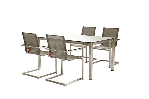 Gravidus 5-teilige Gartengarnitur mit Freischwingern, Taupe