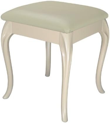 High Street Design Cabriole Dressing Table/Foot Stool with Cream Faux Leather Cushion, 35.99x35.99x43.99 cm