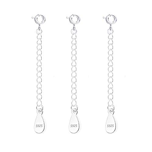 ALEXCRAFT Necklace Extender Chain 925 Sterling Silver, 3PCS 2 inch Chain Extender Choker Bracelet Extension for Jewellery Making
