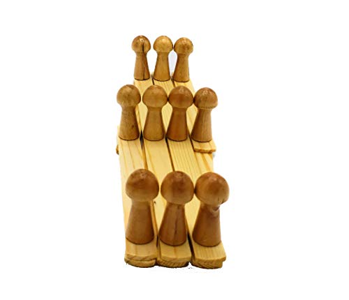 JVLM HOME Expandable Wooden Hanger Accordion Style Wood Wall 2" Pegs Coat Hat Mug Rack (1 Rack)