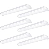 FaithSail Linkable 4FT LED Wraparound Light 40W Flush Mount Garage Shop Lights, 4400lm, 4000K, 4 Foot Linear Wrap Ceiling Lighting Fixture for Workshop Office Kitchen, Fluorescent Replacement, 6 Pack