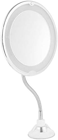 luckystoreme Lighted Makeup Mirror 10x Magnifying Adjustable Mirror Locking Suction 360 Degree Swivel for Wall-Mounted Home Bathroom Decor