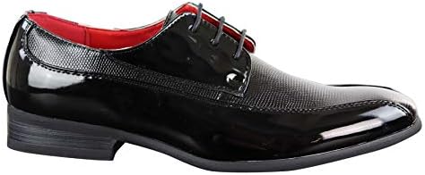 Mens Patent Shiny Black Laced Shoes PU Snake Leather Smart Casual Formal