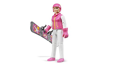 bruder 60420 - Snowboardfahrerin mit Snowboard, Helm, Handschuhen - 1:16 Winter Sportlerin bworld Figur Spielzeug Skifahrer Frau – Bild 4