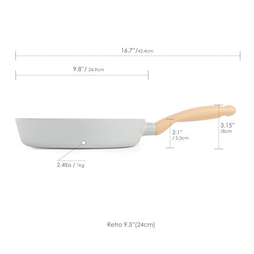 Neoflam 9.5-Inch Retro Cast Aluminum Frying Pan with Soft-Touch Handle and Ecolon Non-Stick Coating, Gray