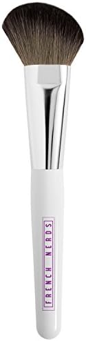 Wide Bronzer &amp; Blush Make Up Brush - Makeup Application Brushes for Precision Contour - Goat Hair Bristle with Wooden Handle - French Nerds