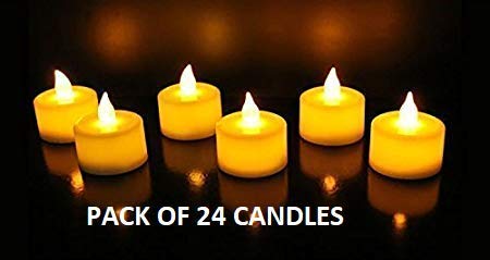 Satyam Kraft Led Tea Light Candles Diwali Gift /Home Decor/ Wedding/ Birthday/ Festivals / Anniversary / All Purpose /Gift - Yellow (Box Of 24)