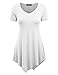 MBJ WT638 Short Sleeve Shirts for Womens Tops Casual V-Neck Summer Clothes Asymmetrical Tunic Blouses XL White