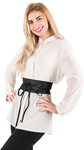 BlackButterfly Obi Waist Band Self Knot Tie Up Cinch Belt (Black, One Size) - Thumbnail 3