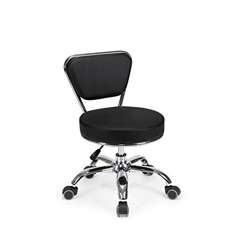 Colorful Pedicure D Line Light Rolling Nail Technician Chair, Multi-Use Short Stool (Black)