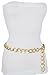 TFJ Women Fashion Narrow Belt Hip High Waist Skinny Gold Metal Chain Links M L XL