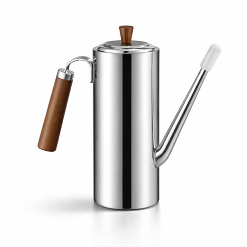 Bule de Inox 304 Premium Bico Fino Filtro e Cabo de Madeira Sofisticado para Café e Chá Gourmet (700, Millilitros)