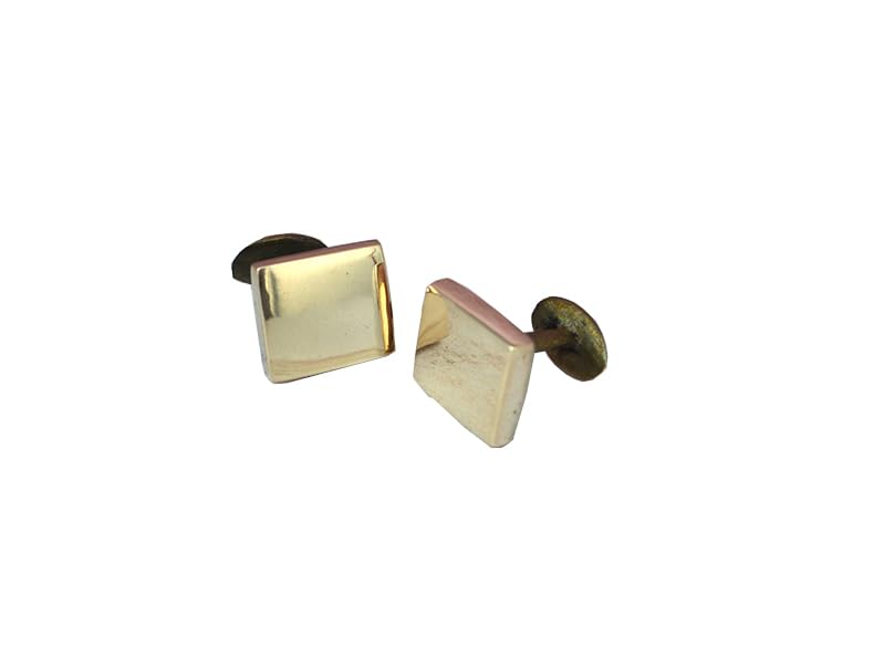 Polished Solid 100% Bronze Rustic Square 8th Anniversary Mens Cufflinks