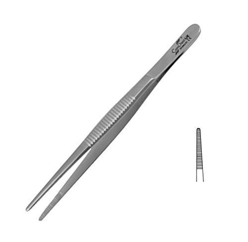 Thumb Tweeers,Blunt Tweezers, Serrated Tips, Body Piercing, Veterinary tools, Insects Tweezers (18CM)