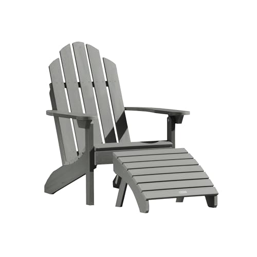 highwood Classic Westport Adirondack Chair with Ottoman, Coastal Teak