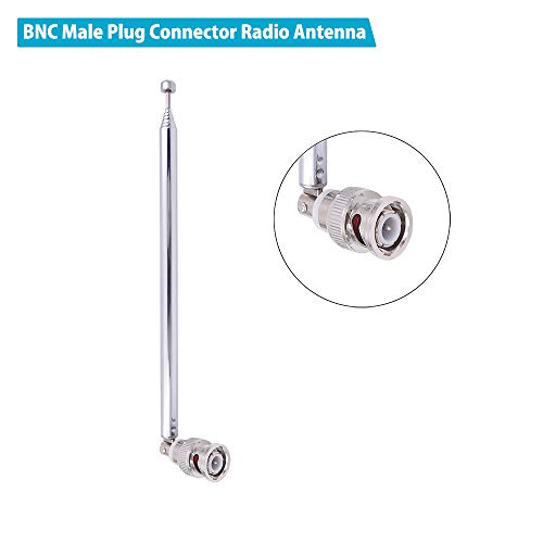 Fancasee BNC Radio Antenna with BNC Male Plug Jack Connector Adapter Telescopic Stainless Steel HF VHF UHF Antenna for Portable Handheld Radio Scanner FM Transmitter Wireless Microphone Receiver